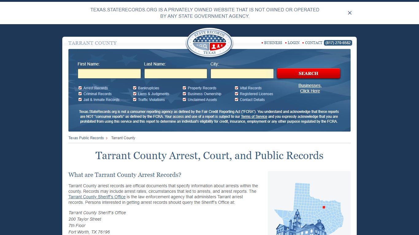 Tarrant County Arrest, Court, and Public Records